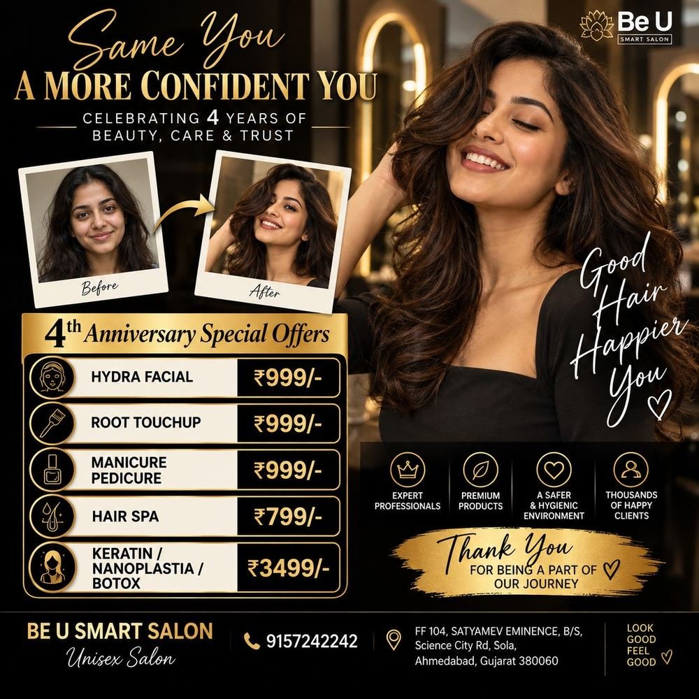 Be U Smart Salon in Science City Ahmedabad with salon service offers