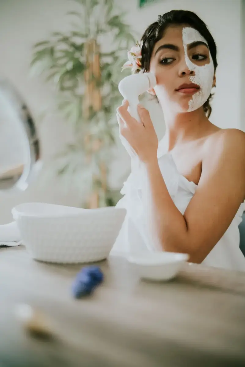 Model during a facial treatment